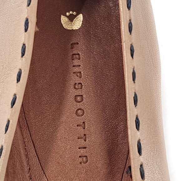 LEIFSDOTTIR NWOB Tan Black Leather Fringed Cap Toe Ballet Flats - Picture 6 of 7